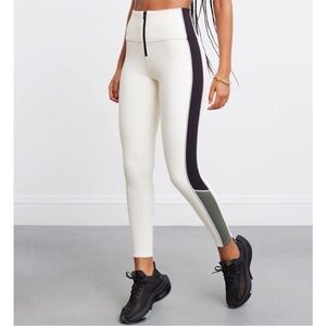 Bandier x Solid & Striped Soleil Zip Front High-Waisted Leggings, Cream